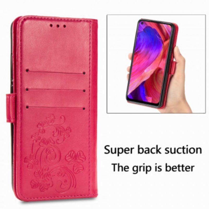 Etui Folio do Oppo A54 5G / A74 5G Czterolistna Koniczyna