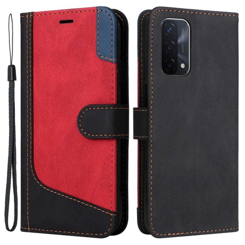 Etui Folio do Oppo A54 5G / A74 5G Dwukolorowy Z Paskiem