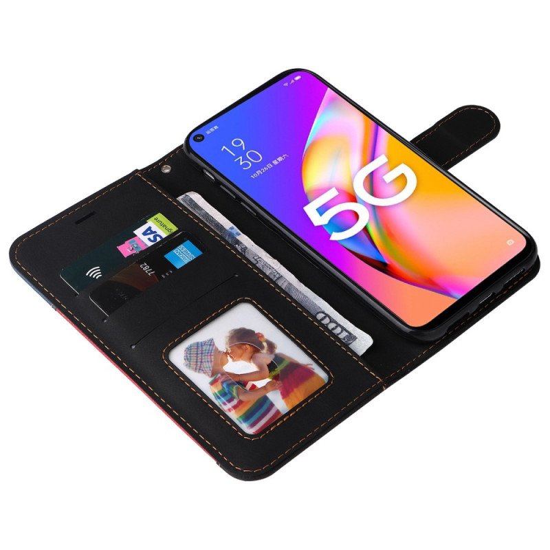 Etui Folio do Oppo A54 5G / A74 5G Dwukolorowy Z Paskiem