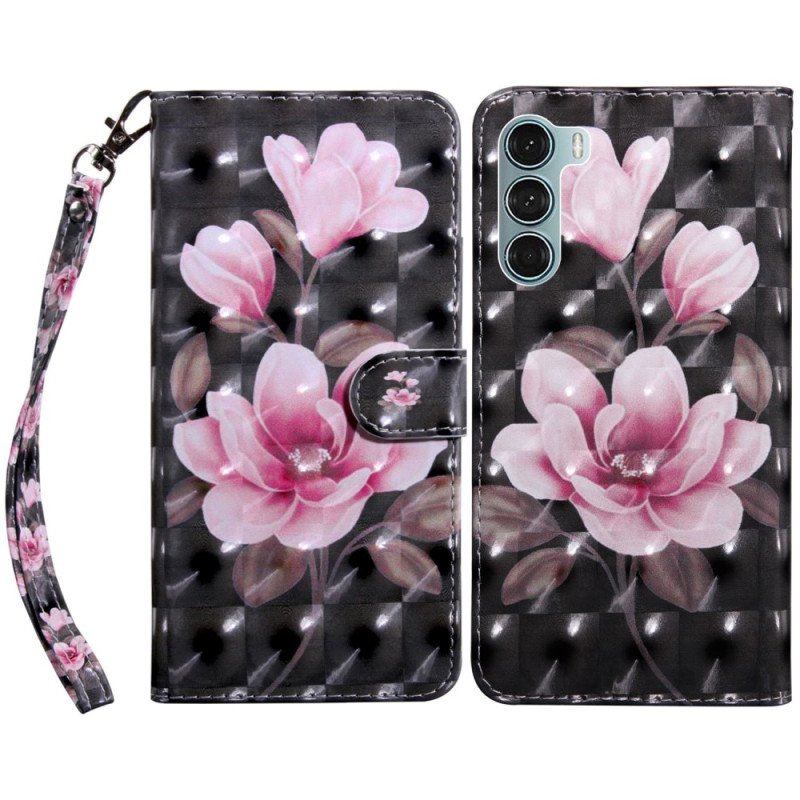 Etui Folio do Oppo A54 5G / A74 5G Kwiaty Z Smyczą