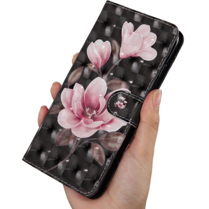 Etui Folio do Oppo A54 5G / A74 5G Kwiaty Z Smyczą