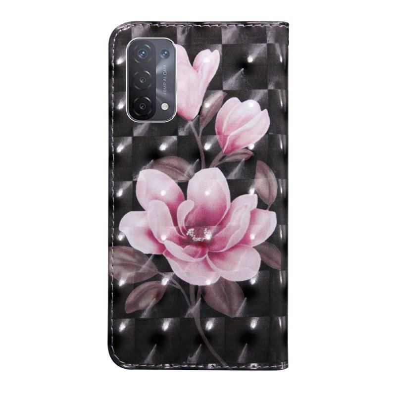 Etui Folio do Oppo A54 5G / A74 5G Kwiaty Z Smyczą