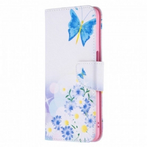 Etui Folio do Oppo A54 5G / A74 5G Malowane Motyle I Kwiaty