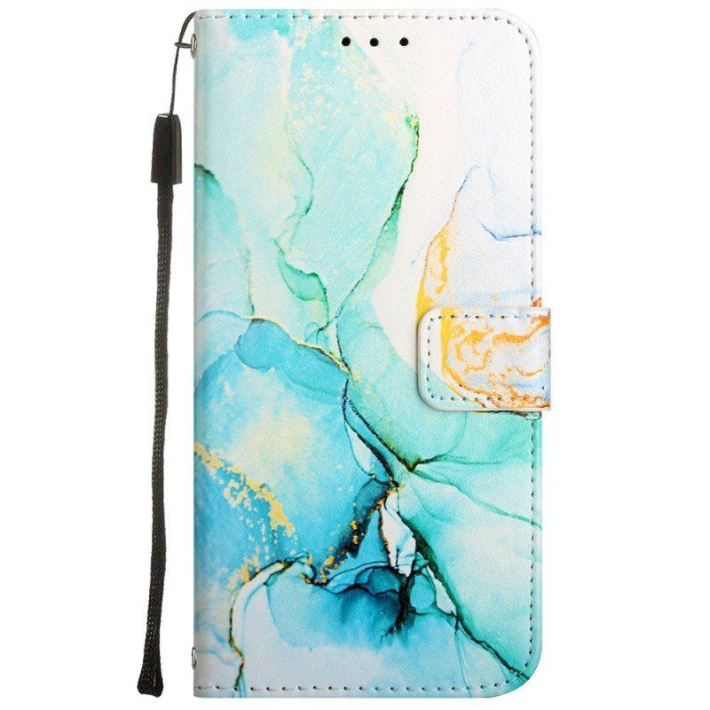 Etui Folio do Oppo A54 5G / A74 5G Marmur Ze Smyczą