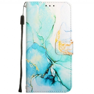 Etui Folio do Oppo A54 5G / A74 5G Marmur Ze Smyczą