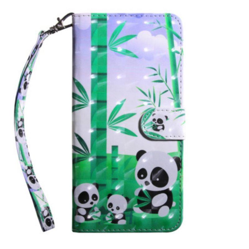 Etui Folio do Oppo A54 5G / A74 5G Panda Ze Smyczą