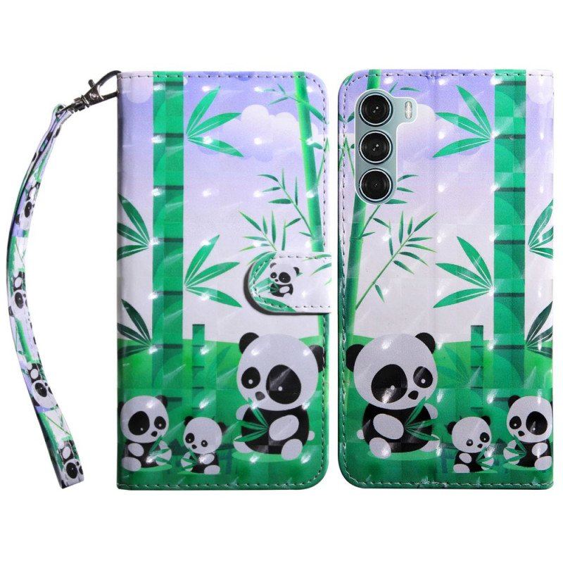 Etui Folio do Oppo A54 5G / A74 5G Panda Ze Smyczą