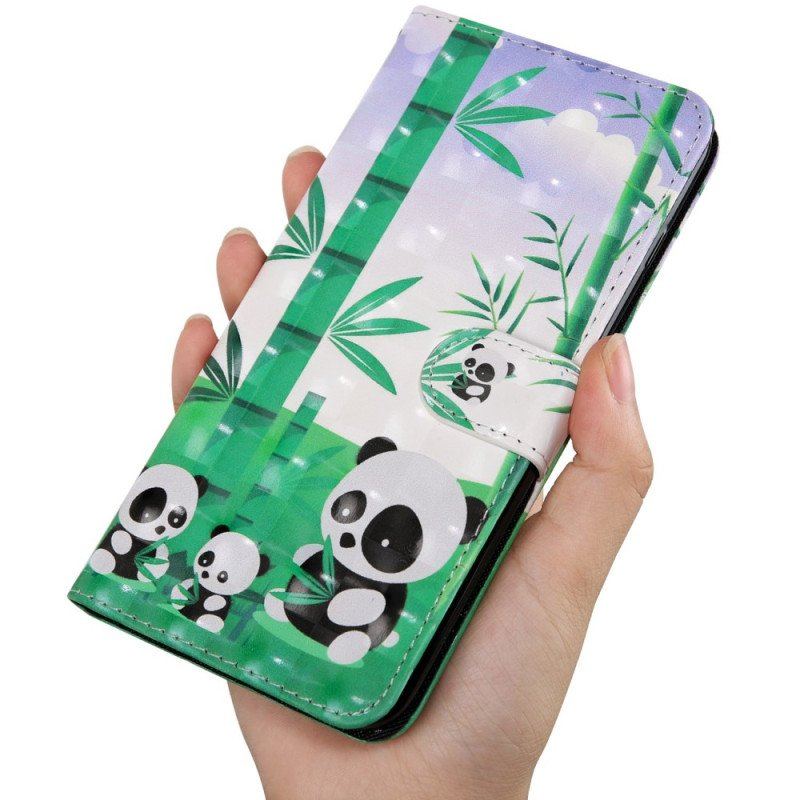 Etui Folio do Oppo A54 5G / A74 5G Panda Ze Smyczą