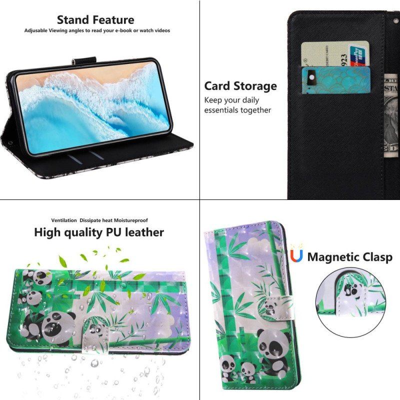 Etui Folio do Oppo A54 5G / A74 5G Panda Ze Smyczą