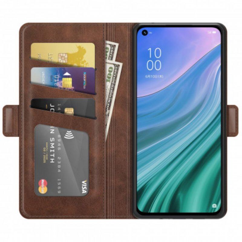 Etui Folio do Oppo A54 5G / A74 5G Skórzany Futerał Podwójna Klapa