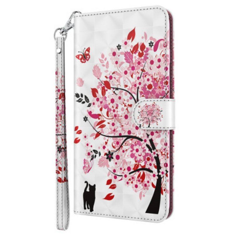 Etui Folio do Oppo A54 5G / A74 5G z Łańcuch Drzewo Kota I Stringów