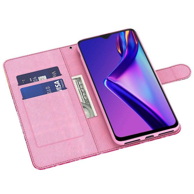 Etui Folio do Oppo A54 5G / A74 5G z Łańcuch Drzewo Kota I Stringów