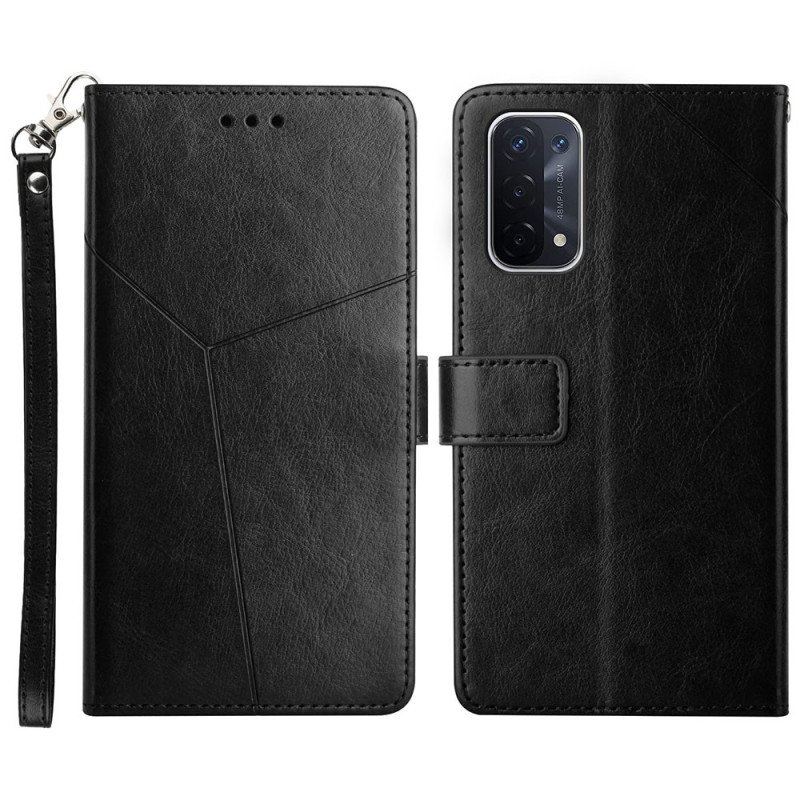 Etui Folio do Oppo A54 5G / A74 5G z Łańcuch Projekt Z Paskami Y