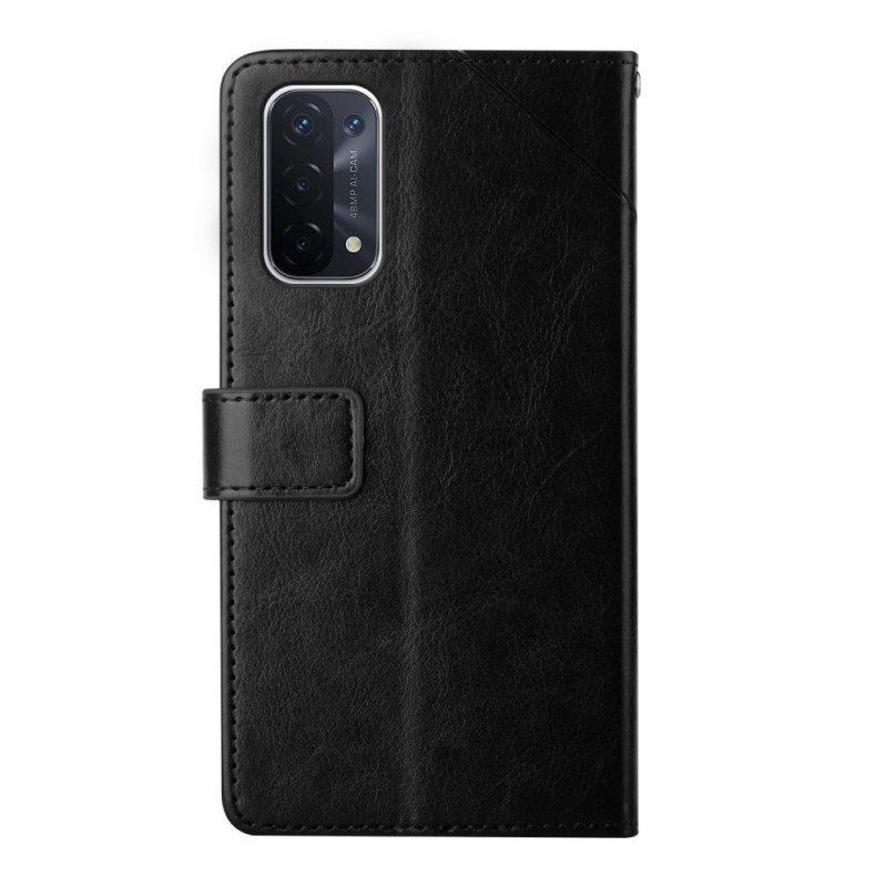 Etui Folio do Oppo A54 5G / A74 5G z Łańcuch Projekt Z Paskami Y