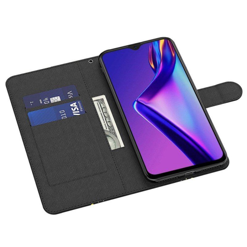 Etui Folio do Oppo A54 5G / A74 5G z Łańcuch Smycz Wilk