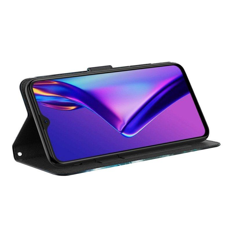 Etui Folio do Oppo A54 5G / A74 5G z Łańcuch Smycz Wilk