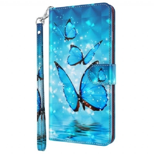 Etui Folio do Oppo A54 5G / A74 5G z Łańcuch Stringi Motyle