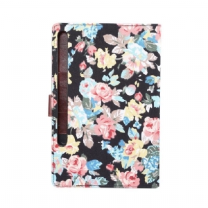 Etui Folio do Samsung Galaxy Tab S7+ Kwiatowa Tkanina