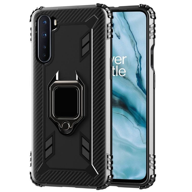 Etui do OnePlus Nord Carbon Look Z Pierścieniem Podtrzymującym