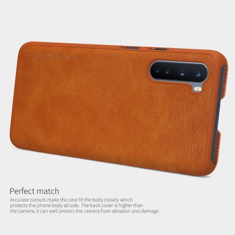 Etui Folio do OnePlus Nord Qin Efekt Skóry - Hawana