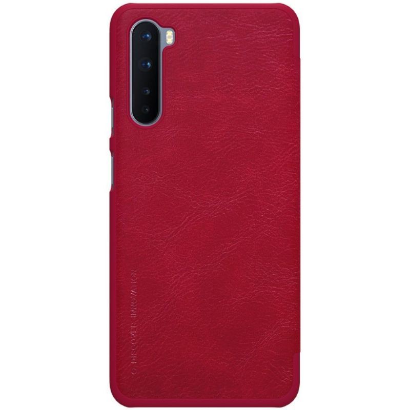 Etui Folio do OnePlus Nord Seria Qin Efekt Skóry - Czerwony