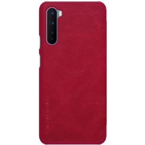 Etui Folio do OnePlus Nord Seria Qin Efekt Skóry - Czerwony