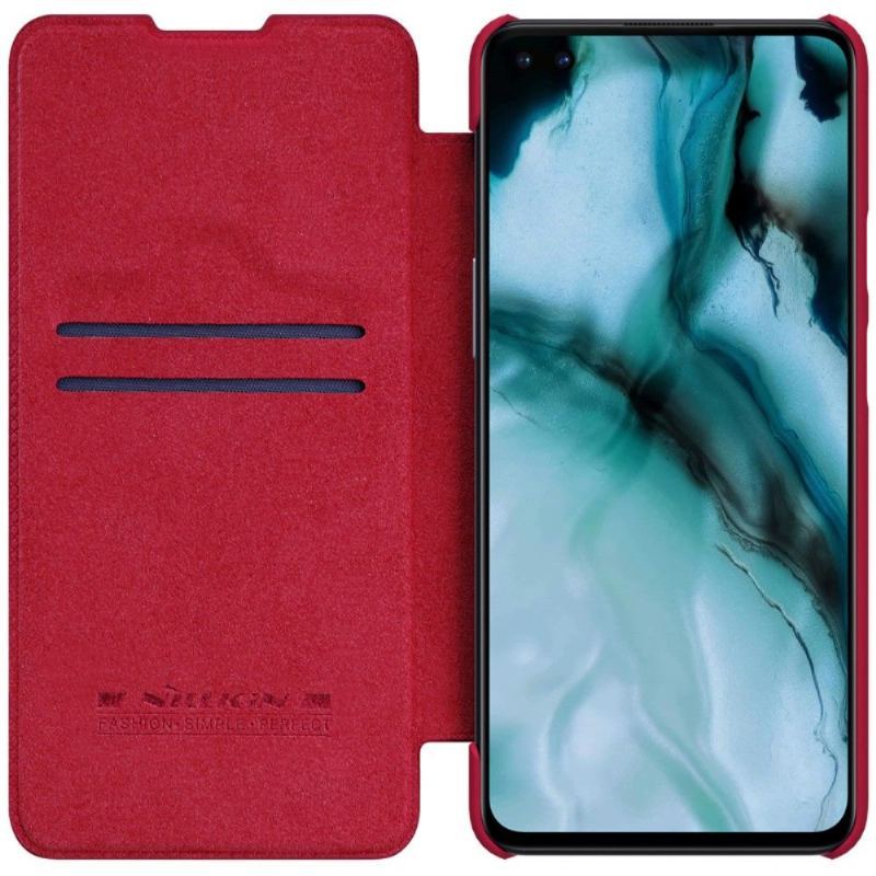 Etui Folio do OnePlus Nord Seria Qin Efekt Skóry - Czerwony