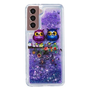 Etui Do Samsung Galaxy S24 Plus 5g Płynny Brokat Dwie Sowy