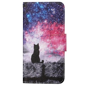 Etui Folio Do Samsung Galaxy S24 Plus 5g Gwiaździste Niebo Ze Smyczą Dla Kota