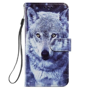 Etui Folio Samsung Galaxy S24 Plus 5g Biały Wilk Z Paskiem Etui Ochronne