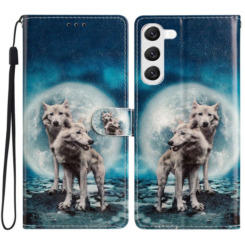 Etui Folio Samsung Galaxy S24 Plus 5g Dwa Wilki Z Paskami Etui Ochronne