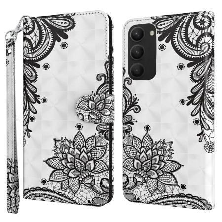 Etui Folio Samsung Galaxy S24 Plus 5g Koronkowy Kwiatek Z Paskiem Etui Ochronne