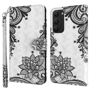 Etui Folio Samsung Galaxy S24 Plus 5g Koronkowy Kwiatek Z Paskiem Etui Ochronne