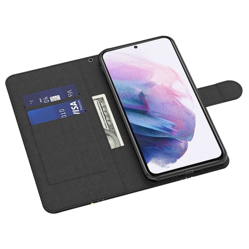 Etui Folio Samsung Galaxy S24 Plus 5g Koronkowy Kwiatek Z Paskiem Etui Ochronne