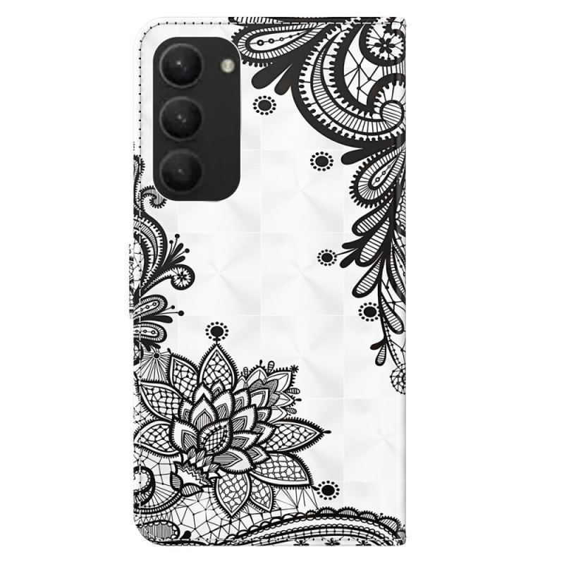 Etui Folio Samsung Galaxy S24 Plus 5g Koronkowy Kwiatek Z Paskiem Etui Ochronne