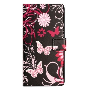 Etui Folio Samsung Galaxy S24 Plus 5g Motyle Na CZarnym Tle Etui Ochronne