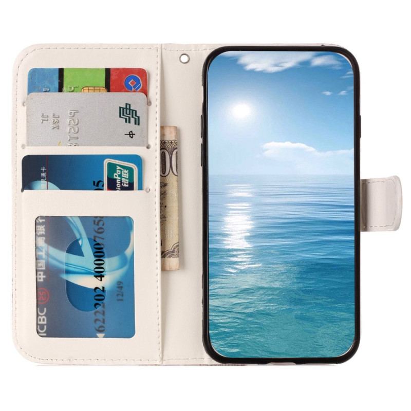 Etui Folio Samsung Galaxy S24 Plus 5g Niebieskie Motyle I Fioletowe Kwiaty Z Paskiem