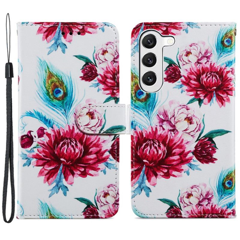 Etui Folio Samsung Galaxy S24 Plus 5g Pasek Ze Wzorem W Pawie Kwiatki