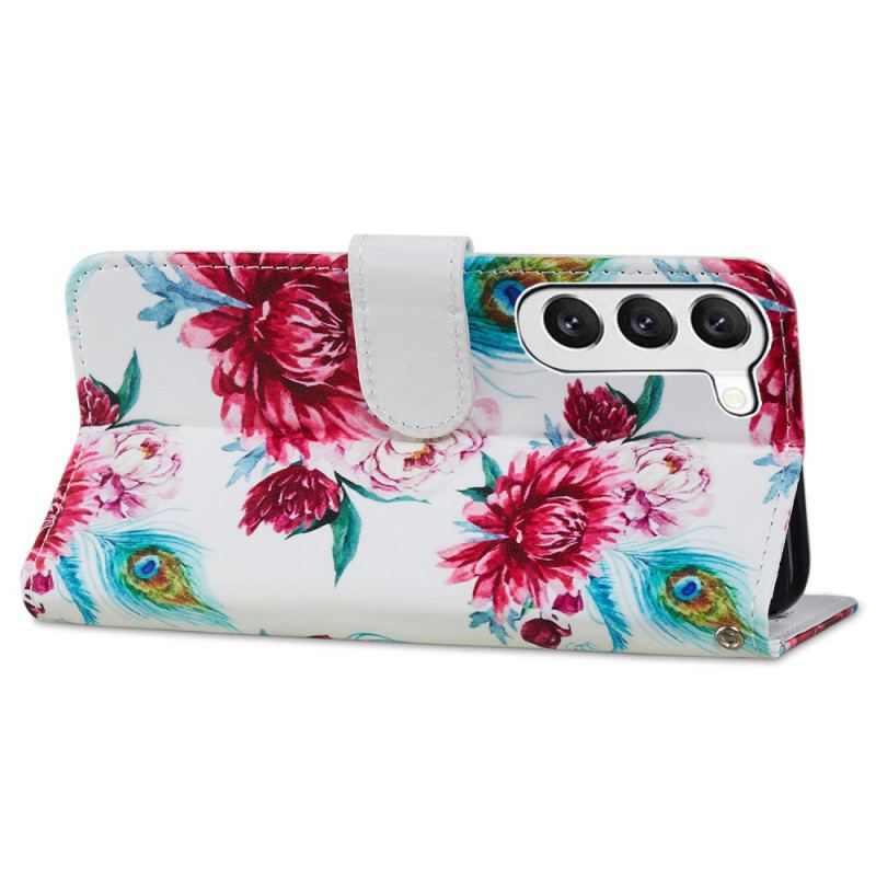 Etui Folio Samsung Galaxy S24 Plus 5g Pasek Ze Wzorem W Pawie Kwiatki