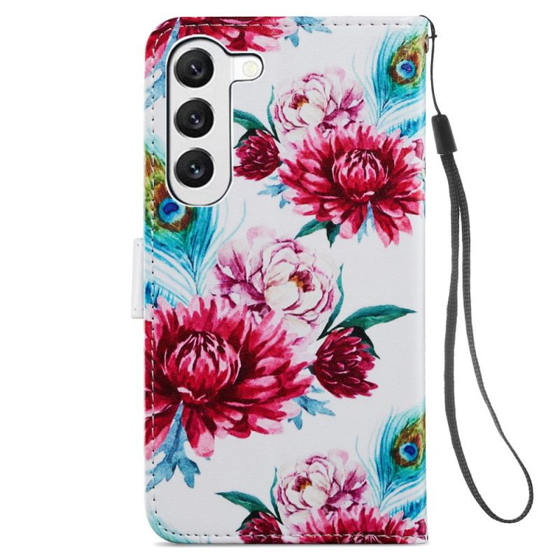 Etui Folio Samsung Galaxy S24 Plus 5g Pasek Ze Wzorem W Pawie Kwiatki