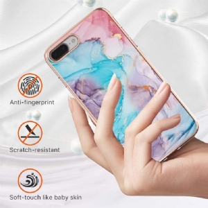 Etui do iPhone 8 Plus / 7 Plus Biznes Niebieski Kolorowy Marmur