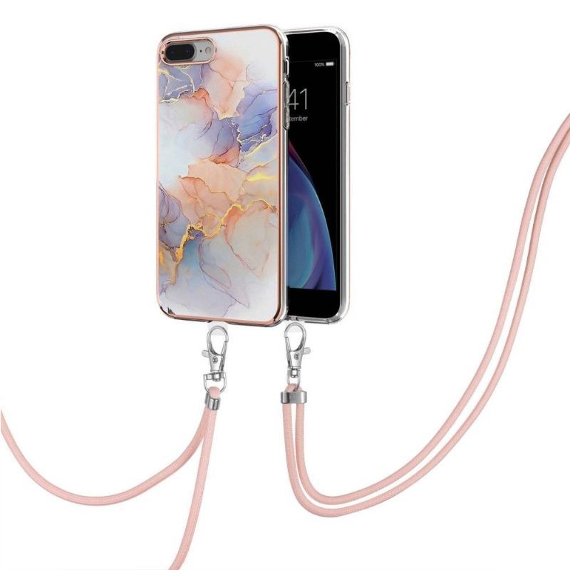 Etui do iPhone 8 Plus / 7 Plus Biznes ze Sznurkiem Kolorowy Marmur