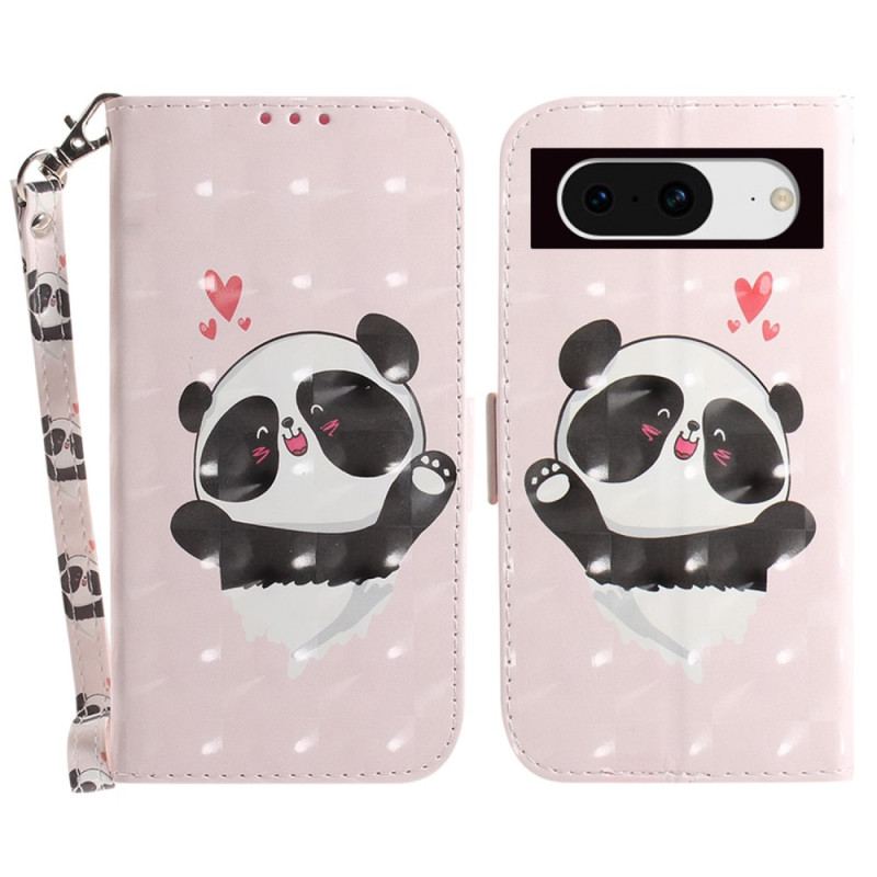 Etui Folio Do Google Pixel 8 Miłość Panda Z Paskiem