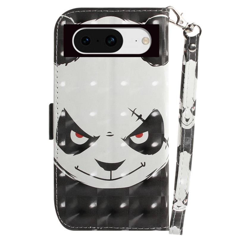 Etui Folio Do Google Pixel 8 Wściekła Panda Z Paskiem