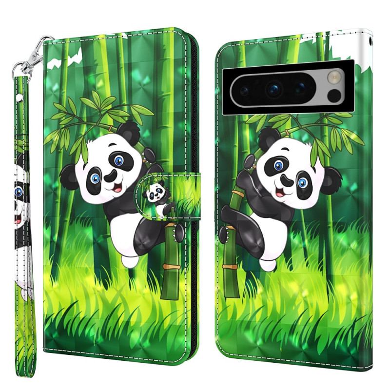 Etui Folio Google Pixel 8 Panda Bambusowa Z Paskiem