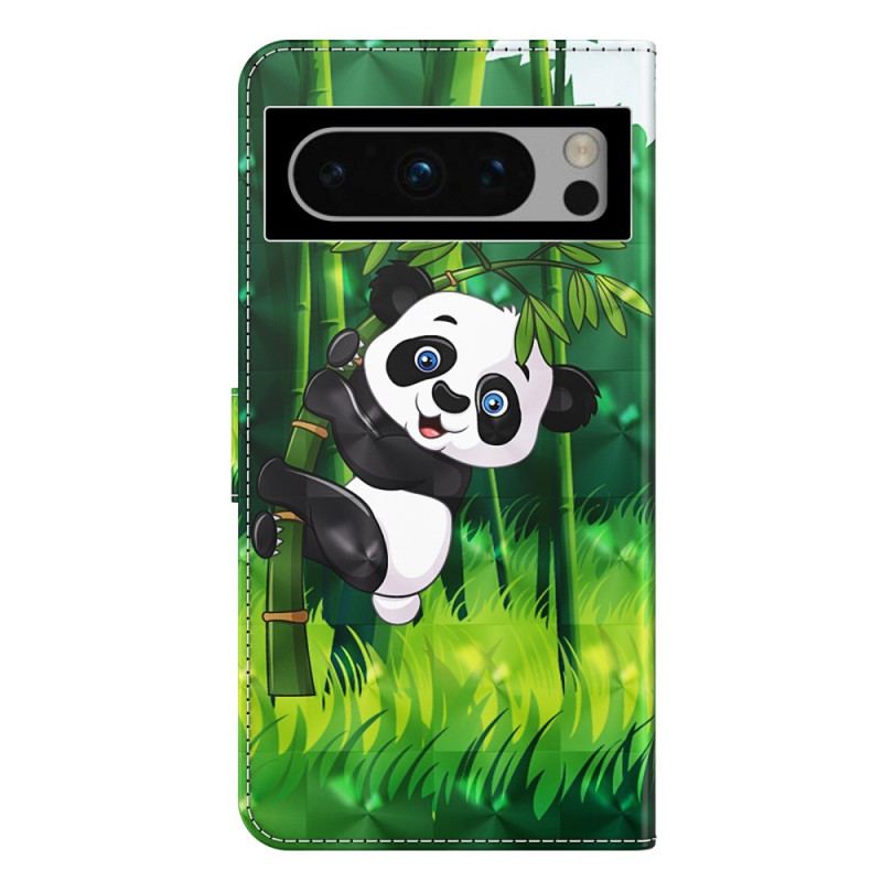 Etui Folio Google Pixel 8 Panda Bambusowa Z Paskiem