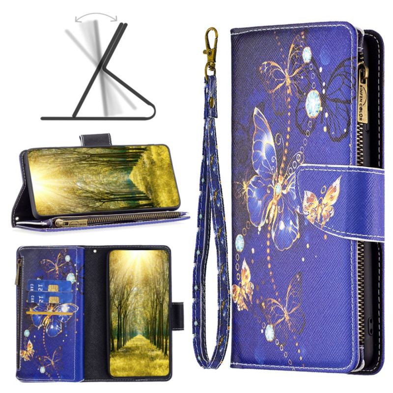 Etui Folio Do Xiaomi Redmi Note 13 Pro 4g Fioletowy Portfel W Motyle Z Paskiem