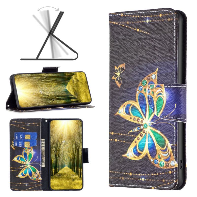 Etui Folio Xiaomi Redmi Note 13 Pro 4g Biżuteria W Kształcie Motyla Etui Ochronne