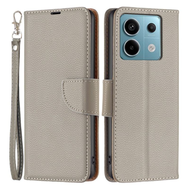 Etui Folio Xiaomi Redmi Note 13 Pro 4g Efekt Skóry Liczi Z Paskiem