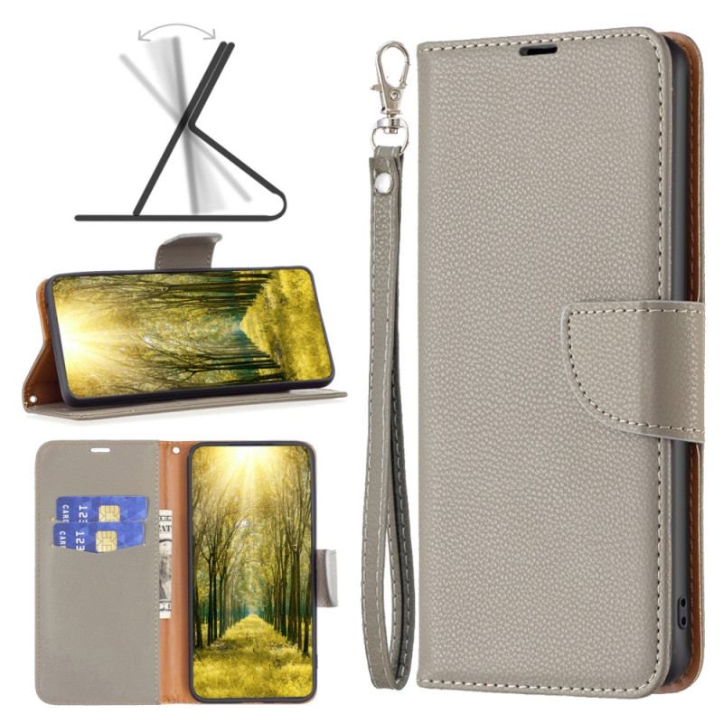 Etui Folio Xiaomi Redmi Note 13 Pro 4g Efekt Skóry Liczi Z Paskiem